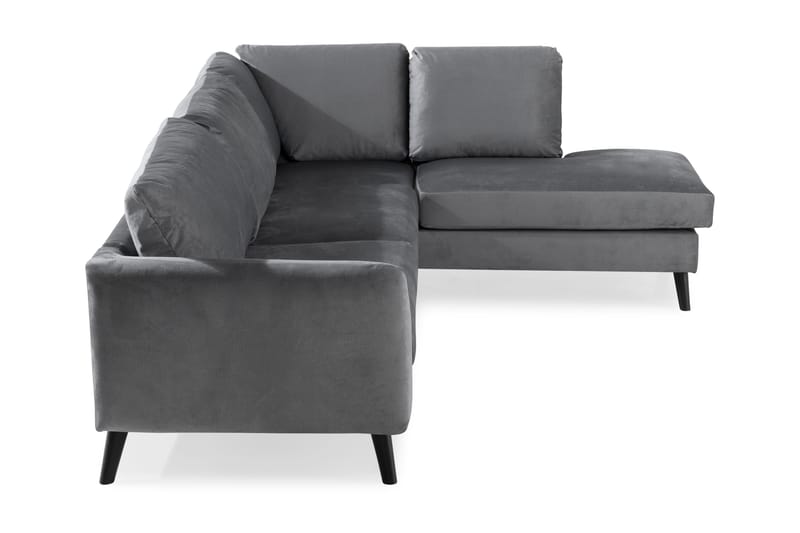 Trend 4-personers Højrevendt L-formet Chaiselongsofa i Fløjl - Lysegrå - Møbler - Sofaer - Sofa med chaiselong