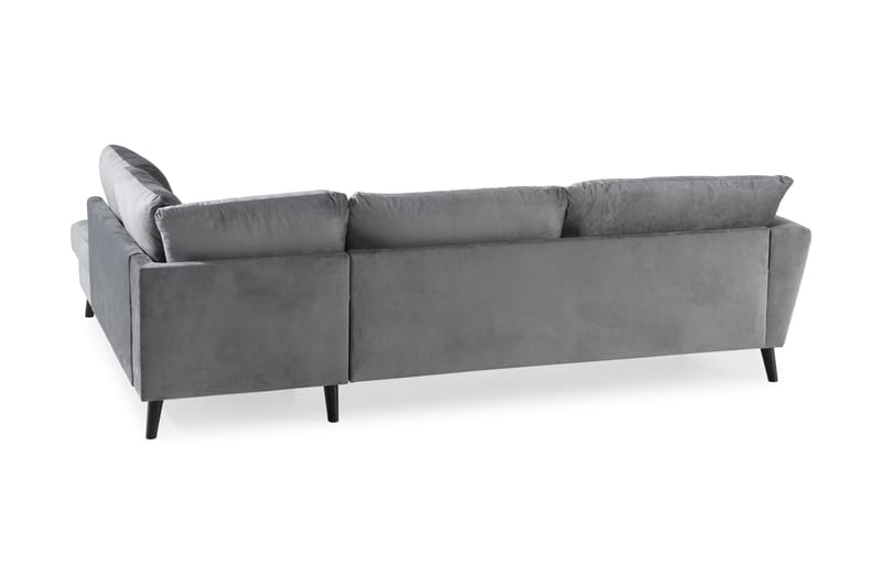 Trend 4-personers Højrevendt L-formet Chaiselongsofa i Fløjl - Lysegrå - Møbler - Sofaer - Sofa med chaiselong