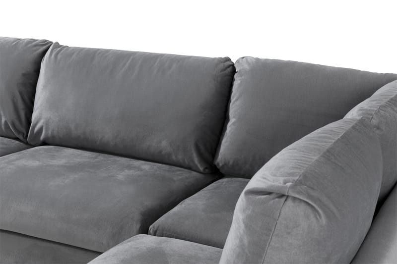 Trend 4-personers Højrevendt L-formet Chaiselongsofa i Fløjl - Lysegrå - Møbler - Sofaer - Sofa med chaiselong