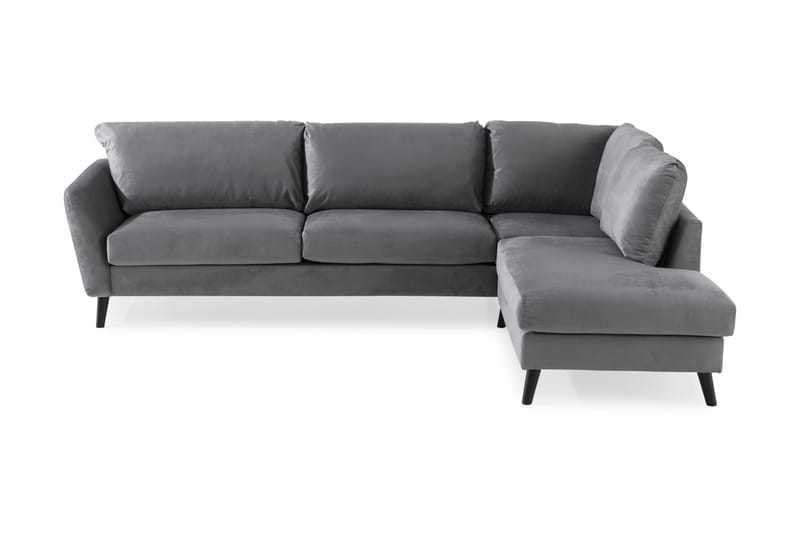 Trend 4-personers Højrevendt L-formet Chaiselongsofa i Fløjl - Lysegrå - Møbler - Sofaer - Sofa med chaiselong
