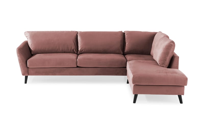 Trend 4-personers Højrevendt L-formet Chaiselongsofa i Fløjl - Rosa - Møbler - Sofaer - Sofa med chaiselong