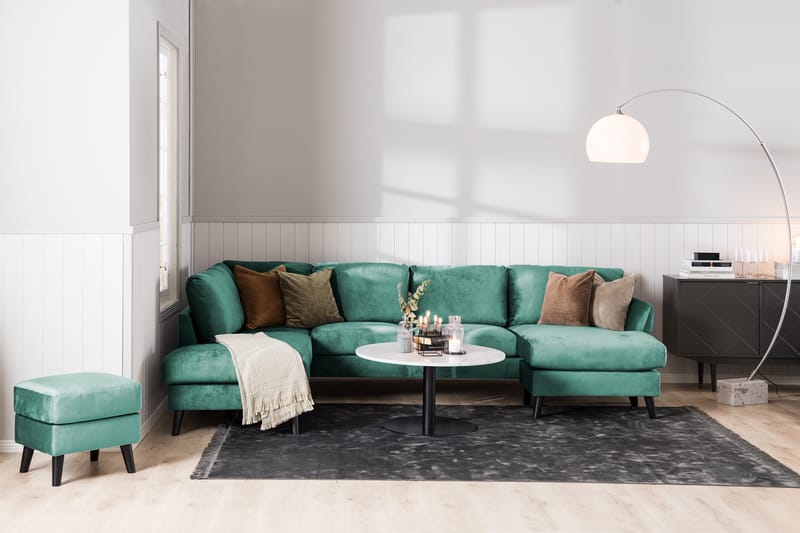 Trend 4-personers Højrevendt L-formet Chaiselongsofa i Fløjl - Grøn - Møbler - Sofaer - Sofa med chaiselong