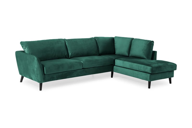 Trend 4-personers Højrevendt L-formet Chaiselongsofa i Fløjl - Grøn - Møbler - Sofaer - Sofa med chaiselong