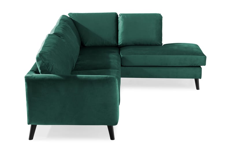Trend 4-personers Højrevendt L-formet Chaiselongsofa i Fløjl - Grøn - Møbler - Sofaer - Sofa med chaiselong