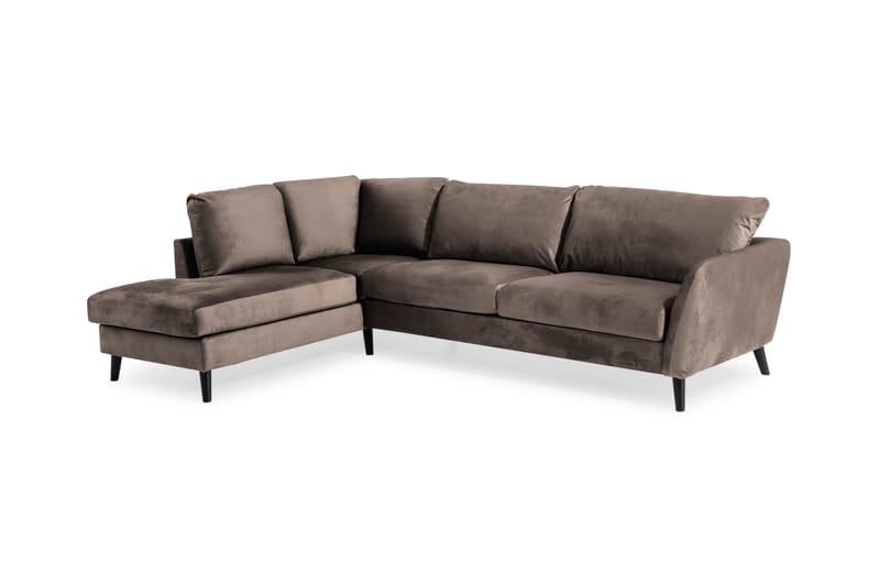 Trend 4-personers Venstrevendt L-formet Chaiselongsofa i Fløjl - Brun - Møbler - Sofaer - Sofa med chaiselong