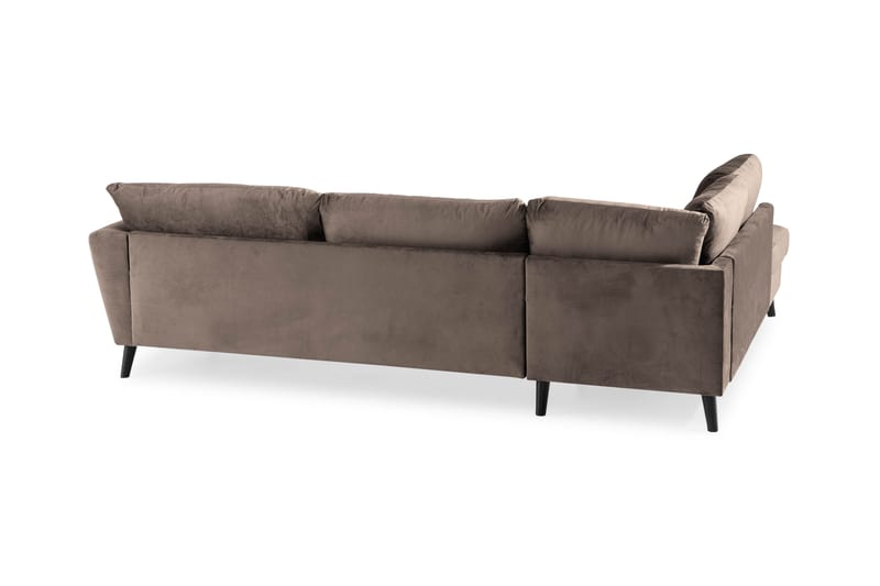 Trend 4-personers Venstrevendt L-formet Chaiselongsofa i Fløjl - Brun - Møbler - Sofaer - Sofa med chaiselong