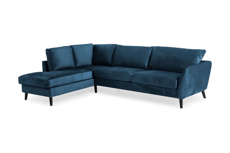 Trend 4-personers Venstrevendt L-formet Chaiselongsofa i Fløjl - Blå - Møbler - Sofaer - Sofa med chaiselong