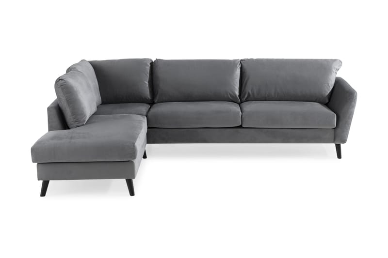 Trend 4-personers Venstrevendt L-formet Chaiselongsofa i Fløjl - Lysegrå - Møbler - Sofaer - Sofa med chaiselong