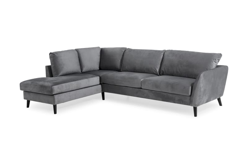 Trend 4-personers Venstrevendt L-formet Chaiselongsofa i Fløjl - Lysegrå - Møbler - Sofaer - Sofa med chaiselong