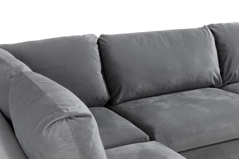 Trend 4-personers Venstrevendt L-formet Chaiselongsofa i Fløjl - Lysegrå - Møbler - Sofaer - Sofa med chaiselong