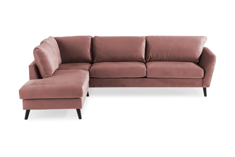 Trend 4-personers Venstrevendt L-formet Chaiselongsofa i Fløjl - Rosa - Møbler - Sofaer - Sofa med chaiselong