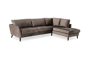 Trend 4-personers Højrevendt L-formet Chaiselongsofa i Fløjl - Brun - Møbler - Sofaer - Sofa med chaiselong