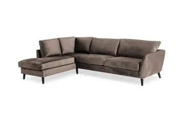 Trend 4-personers Venstrevendt L-formet Chaiselongsofa i Fløjl - Brun - Møbler - Sofaer - Sofa med chaiselong