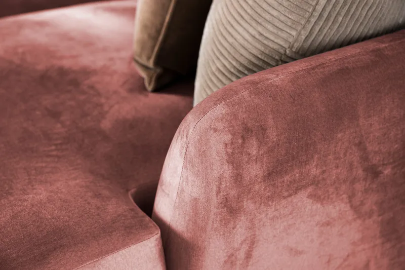 Trend 4-personers Venstrevendt L-formet Chaiselongsofa i Fløjl - Rosa - Møbler - Sofaer - Sofa med chaiselong