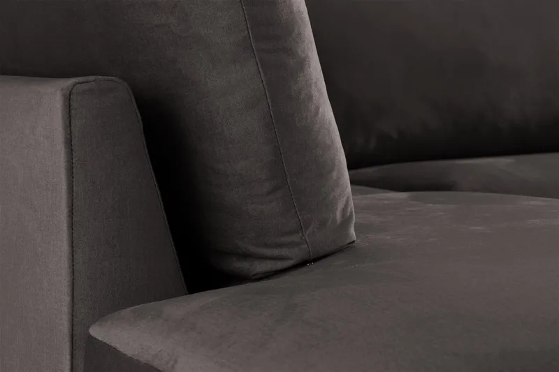 Trend 4-personers Venstrevendt L-formet Chaiselongsofa i Fløjl - Mørkegrå - Møbler - Sofaer - Sofa med chaiselong