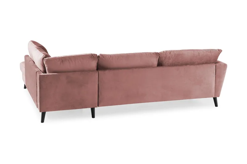 Trend 4-personers Højrevendt L-formet Chaiselongsofa i Fløjl - Rosa - Møbler - Sofaer - Sofa med chaiselong