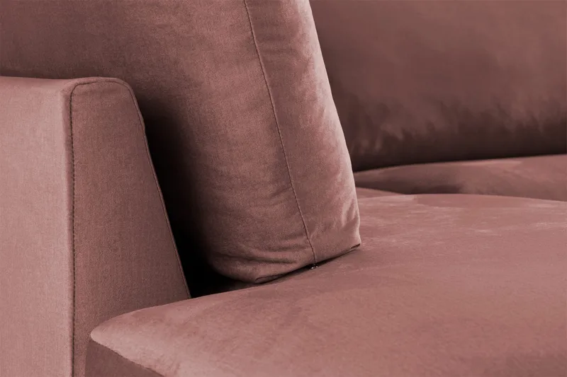 Trend 4-personers Venstrevendt L-formet Chaiselongsofa i Fløjl - Rosa - Møbler - Sofaer - Sofa med chaiselong