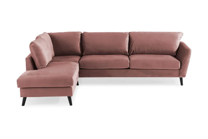 Trend 4-personers Venstrevendt L-formet Chaiselongsofa i Fløjl, Rosa