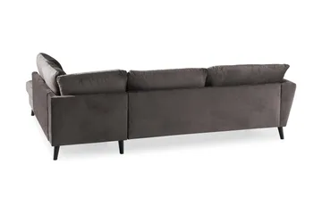 Trend 4-personers Højrevendt L-formet Chaiselongsofa i Fløjl - Mørkegrå - Møbler - Sofaer - Sofa med chaiselong