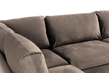 Trend 4-personers Venstrevendt L-formet Chaiselongsofa i Fløjl - Brun - Møbler - Sofaer - Sofa med chaiselong