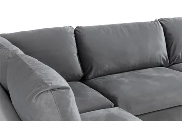Trend 4-personers Venstrevendt L-formet Chaiselongsofa i Fløjl - Lysegrå - Møbler - Sofaer - Sofa med chaiselong