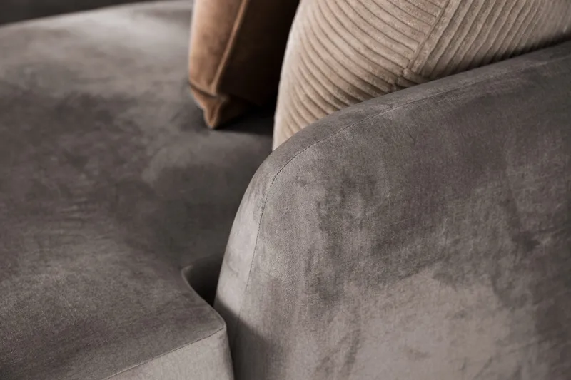 Trend 4-personers Højrevendt L-formet Chaiselongsofa i Fløjl - Brun - Møbler - Sofaer - Sofa med chaiselong