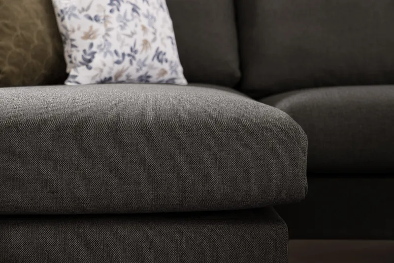 Trend 4-personers Højrevendt L-formet Chaiselongsofa i Stof - Sort - Møbler - Sofaer - Sofa med chaiselong
