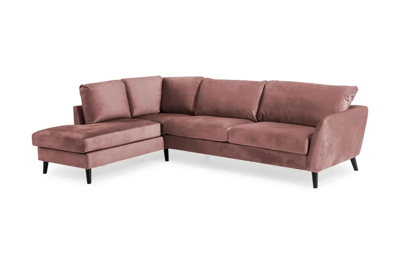 Trend 4-personers Venstrevendt L-formet Chaiselongsofa i Fløjl - Rosa - Møbler - Sofaer - Sofa med chaiselong