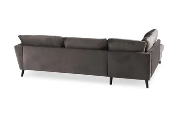 Trend 4-personers Venstrevendt L-formet Chaiselongsofa i Fløjl - Mørkegrå - Møbler - Sofaer - Sofa med chaiselong