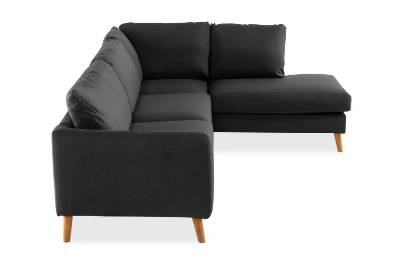 Trend 4-personers Højrevendt L-formet Chaiselongsofa i Stof - Sort - Møbler - Sofaer - Sofa med chaiselong