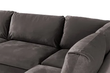 Trend 4-personers Højrevendt L-formet Chaiselongsofa i Fløjl - Mørkegrå - Møbler - Sofaer - Sofa med chaiselong