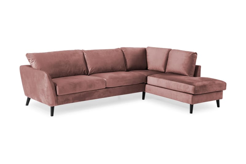 Trend 4-personers Højrevendt L-formet Chaiselongsofa i Fløjl - Rosa - Møbler - Sofaer - Sofa med chaiselong