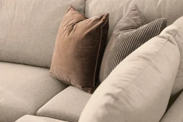 Trend 4-personers Højrevendt L-formet Chaiselongsofa i Stof 280 cm bred - Beige - Møbler - Sofaer - Sofa med chaiselong