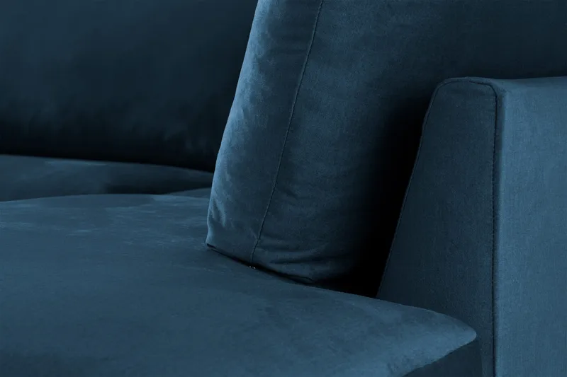 Trend 4-personers Højrevendt L-formet Chaiselongsofa i Fløjl - Blå - Møbler - Sofaer - Sofa med chaiselong