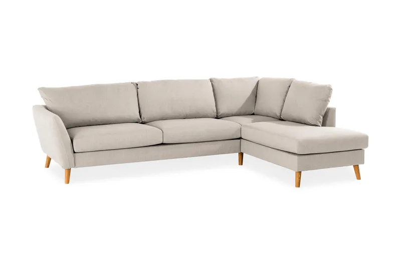 Trend 4-personers Højrevendt L-formet Chaiselongsofa i Stof 280 cm bred - Beige - Møbler - Sofaer - Sofa med chaiselong