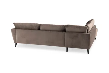 Trend 4-personers Venstrevendt L-formet Chaiselongsofa i Fløjl - Brun - Møbler - Sofaer - Sofa med chaiselong