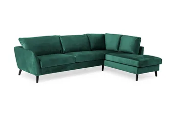 Trend 4-personers Højrevendt L-formet Chaiselongsofa i Fløjl - Grøn - Møbler - Sofaer - Sofa med chaiselong