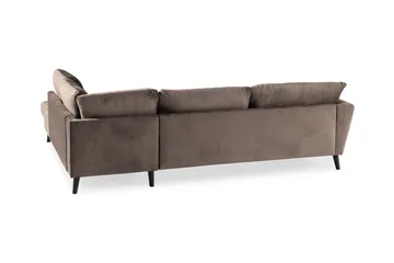 Trend 4-personers Højrevendt L-formet Chaiselongsofa i Fløjl - Brun - Møbler - Sofaer - Sofa med chaiselong