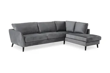 Trend 4-personers Højrevendt L-formet Chaiselongsofa i Fløjl - Lysegrå - Møbler - Sofaer - Sofa med chaiselong