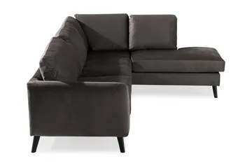 Trend 4-personers Højrevendt L-formet Chaiselongsofa i Fløjl - Mørkegrå - Møbler - Sofaer - Sofa med chaiselong
