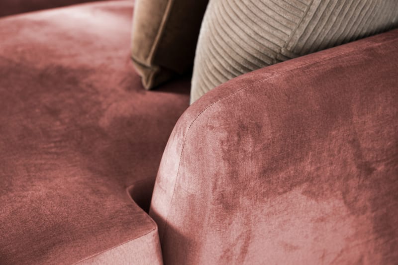 Trend 4-personers Højrevendt L-formet Chaiselongsofa i Fløjl - Rosa - Møbler - Sofaer - Sofa med chaiselong