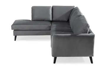 Trend 4-personers Venstrevendt L-formet Chaiselongsofa i Fløjl - Lysegrå - Møbler - Sofaer - Sofa med chaiselong