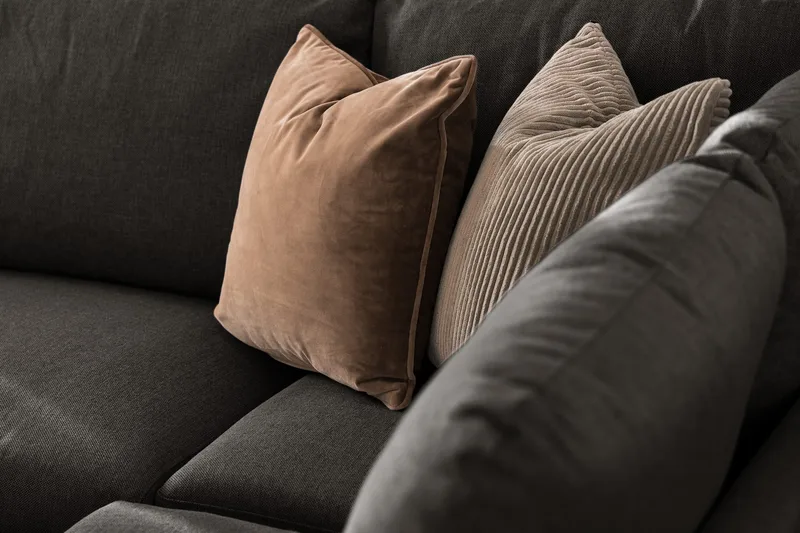 Trend 4-personers Højrevendt L-formet Chaiselongsofa i Stof - Sort - Møbler - Sofaer - Sofa med chaiselong