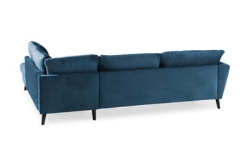 Trend 4-personers Højrevendt L-formet Chaiselongsofa i Fløjl - Blå - Møbler - Sofaer - Sofa med chaiselong