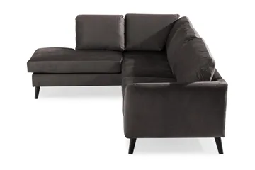 Trend 4-personers Venstrevendt L-formet Chaiselongsofa i Fløjl - Mørkegrå - Møbler - Sofaer - Sofa med chaiselong