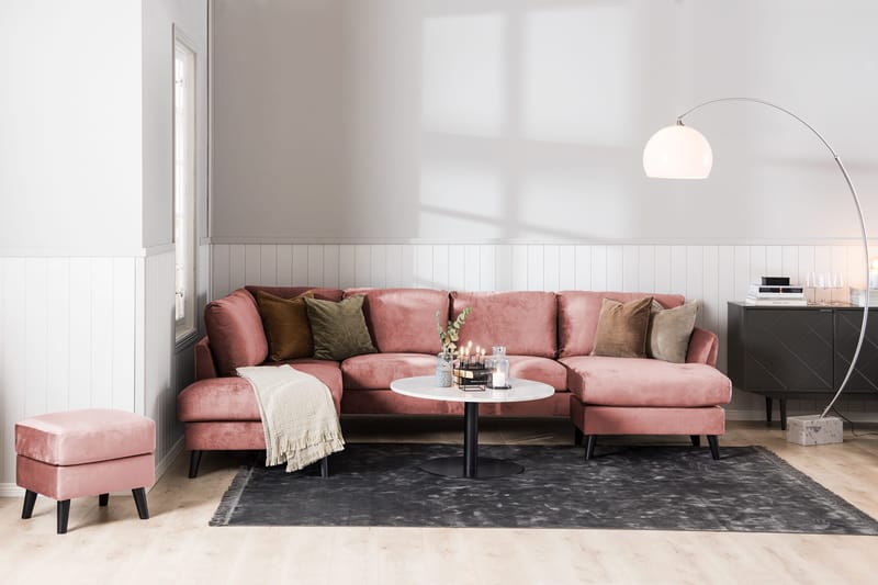 Trend 4-personers Højrevendt L-formet Chaiselongsofa i Fløjl - Rosa - Møbler - Sofaer - Sofa med chaiselong