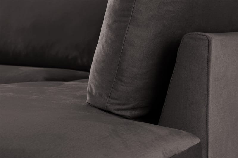 Trend 4-personers Højrevendt L-formet Chaiselongsofa i Fløjl - Mørkegrå - Møbler - Sofaer - Sofa med chaiselong