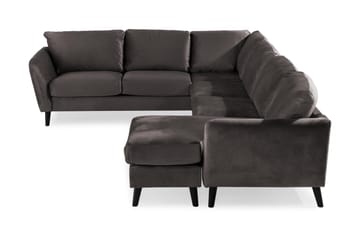 Trend 5-personers Højrevendt L-formet Hjørnesofa med Chaiselong i Fløjl - Mørkegrå - Møbler - Sofaer - Hjørnesofa - Hjørnesofa med chaiselong
