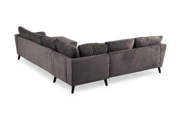Trend 5-personers Højrevendt L-formet Hjørnesofa med Chaiselong i Fløjl - Mørkegrå - Møbler - Sofaer - Hjørnesofa - Hjørnesofa med chaiselong