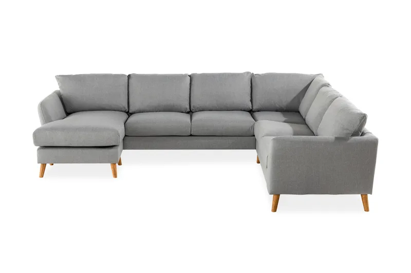 Trend 5-personers Venstrevendt U-formet Hjørnesofa med Divan i Stof, Grå